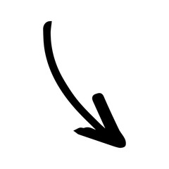 Hand-Drawn White Down Arrow Icon for UIUX Design