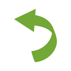 Curved Left Arrow Green Flat Icon for App Interface