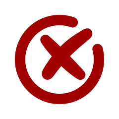 Red Circular Cross Icon Flat Design for UIUX Website and App Interfaces