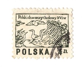 Obraz premium A vintage postage stamp from Poland isolated on a white background.