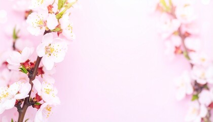 Fototapeta premium Spring Plum Blossom Floral Frame Background