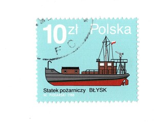 A vintage postage stamp from Poland isolated on a white background.