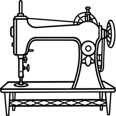 Vintage Sewing Machine on Table – Art Vector