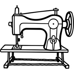 Vintage Sewing Machine on Table – Art Vector