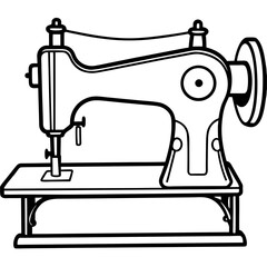 Vintage Sewing Machine on Table &ndash; Art Vector