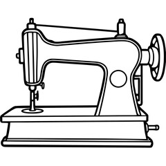Vintage Sewing Machine on Table – Art Vector