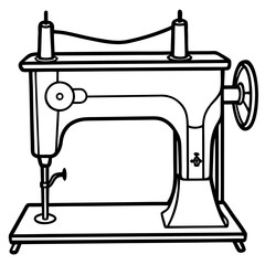 Vintage Sewing Machine on Table – Art Vector