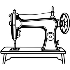 Vintage Sewing Machine on Table – Art Vector