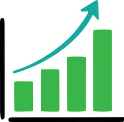 Hand-drawn business growth chart icon with an upward arrow