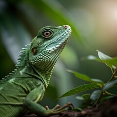 Obraz premium Small Green Iguana Closeup
