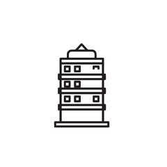 Vector art of line art icon of a multistory building isolated on white background