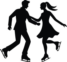 couple ice skating silhouette design