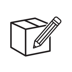 Vector art of pencil drawing on a cardboard box, isolated on white background