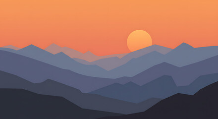 Fototapeta premium Misty morning clouds drift over a serene mountain landscape at sunrise