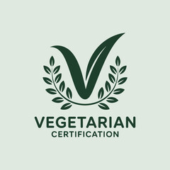 Fototapeta premium Vegetarian Label Icon – Certified Plant-Based Symbol