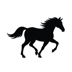 Obraz premium Silhouette of a galloping horse on white background