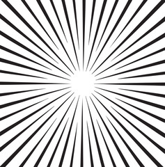 Obraz premium Black and White Radial Sunburst Background with Converging Lines and Concentric Burst