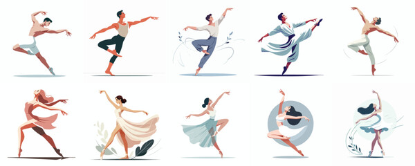 Grace in Motion: A Beautiful Collection of Illustrations of Male and Female Dancers