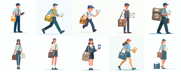 Delivering with a Smile: A Friendly Collection of Male and Female Postal Workers