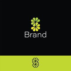 Leaf Clover Letter S logo design with black and white background. 