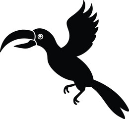 flying hornbill bird silhouette