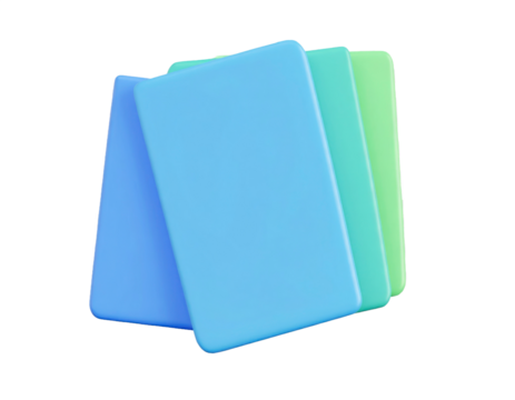 Stack Of Colorful Rectangular Blocks In Shades Of Blue Green And Teal On Transparent Background