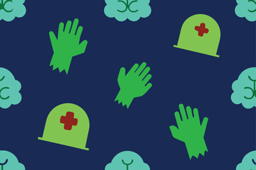 Fototapeta premium zombie apocalypse pattern green hands brains g (1).eps