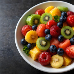 Fruit Salad: A colorful salad made with fresh summer fruits, a healthy summer snack.