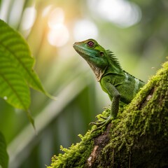 Fototapeta premium Small Green Iguana Closeup