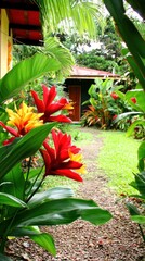 Vibrant Tropical Garden Path: A Lush Escape