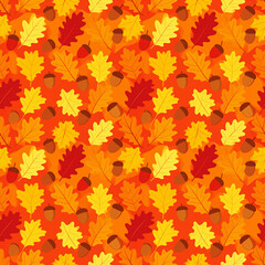Seamless autumn maple leaves pattern with orange and yellow fall foliage for a seasonal nature background
