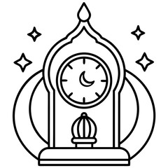 Prayer Time Clock Islamic Icon Vector