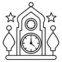 Prayer Time Clock Islamic Icon Vector