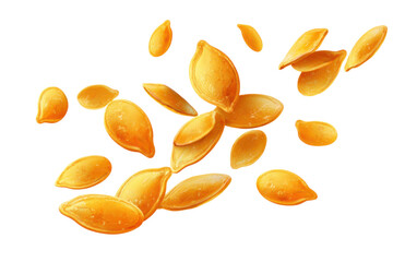 Harvesting pumpkin seeds culinary preparation kitchen cooking tips. Isolated on transparent background, png.