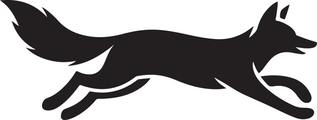 Obraz premium Running Fox Silhouette Line Vector Icon Set, Wild Animal Bundle, fox walking symbol art, fox illustration set.