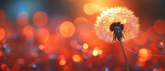 Illuminated Dandelion: A Sunset Symphony