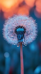Dew-Kissed Dandelion at Sunset: A Breathtaking Macro Shot