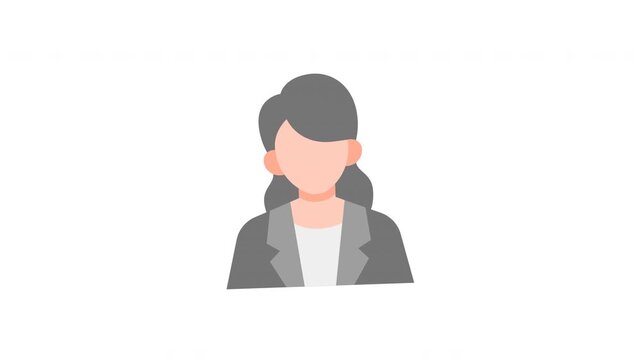Animated businesswoman character avatar in flat icon style, suitable for businesswoman, employee, worker concept illustrations