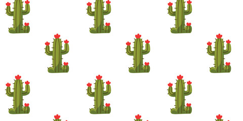 Naklejka premium vector illustration of a kids’ seamless cactus pattern