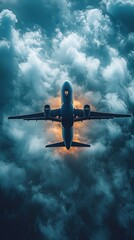 Majestic Airplane Soaring Through Storm Clouds: A Breathtaking Aerial View