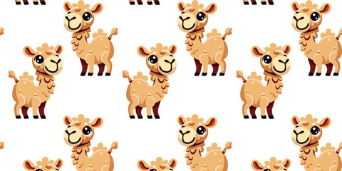 Fototapeta premium vector illustration of a kids’ seamless camel pattern