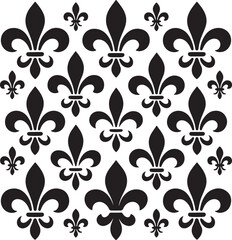Black fleur de lis pattern on white background vector