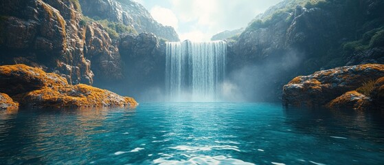 Majestic Waterfall Cascading into a Serene Pool