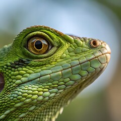 Obraz premium Small Green Iguana Closeup