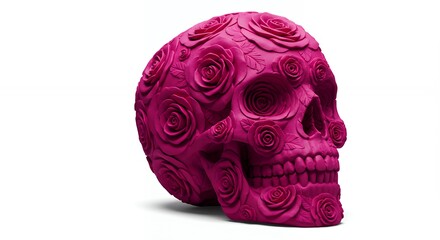 Pink skull decorated with rose patterns