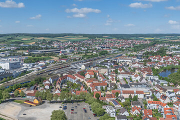 Ausblick von oben auf die Stadt Donauwörth in Bayerisch-Schwaben