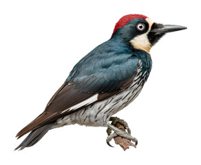 Woodpecker feeding behavior forest habitat wildlife natural environment view isolated on transparent background