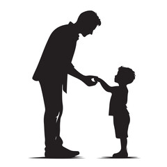 Father and child silhouette holding hands