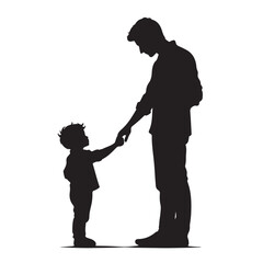 Father holding child in a loving embrace silhouette design