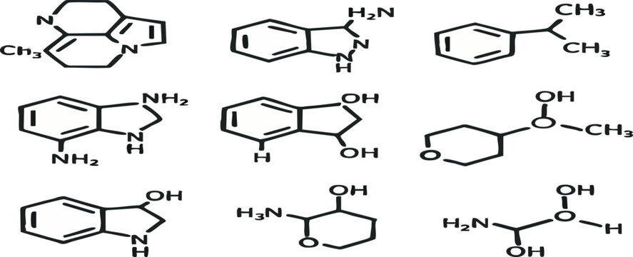 Chemical structures organic chemistry molecules science compounds formula diagrams scientific study research